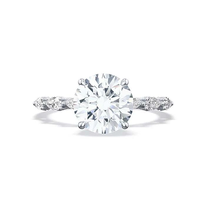 women's engagement rings thick band -Tacori "Sculpted Crescent" Engagement Ring Semi-Mount with Pear-shaped Diamond Shoulders in 18K White Gold