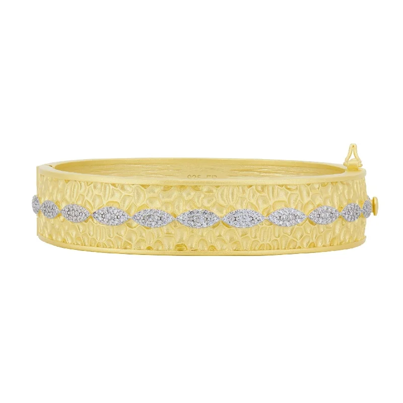 women's bracelets with gemstones -Freida Rothman Petals in Bloom Textured Hinge Bangle