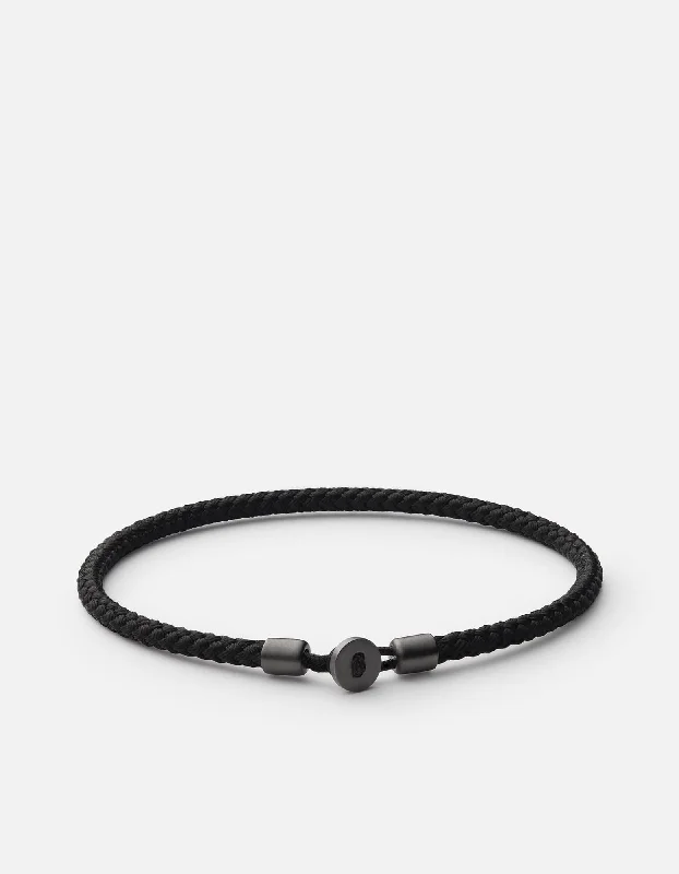 women's bracelets with turquoise -Nexus Rope Bracelet, Matte Black Rhodium