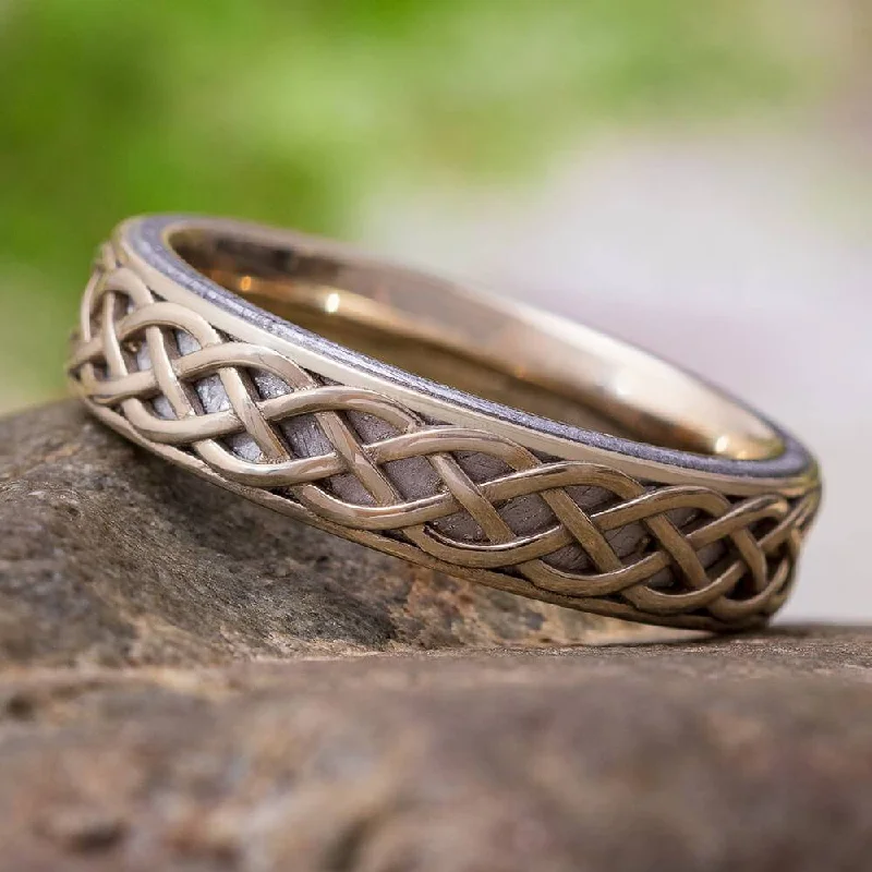 women's ring infinity symbol -Meteorite Celtic Ring with Twisting Design in Gold