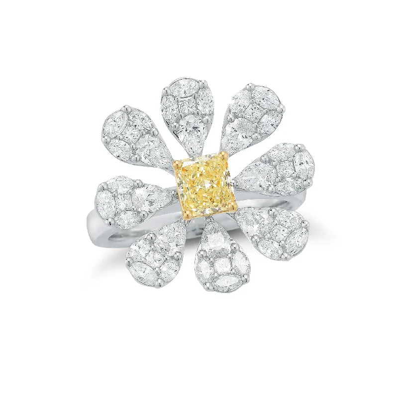 women's ring engagement -Blossoming Diamond Flower Ring