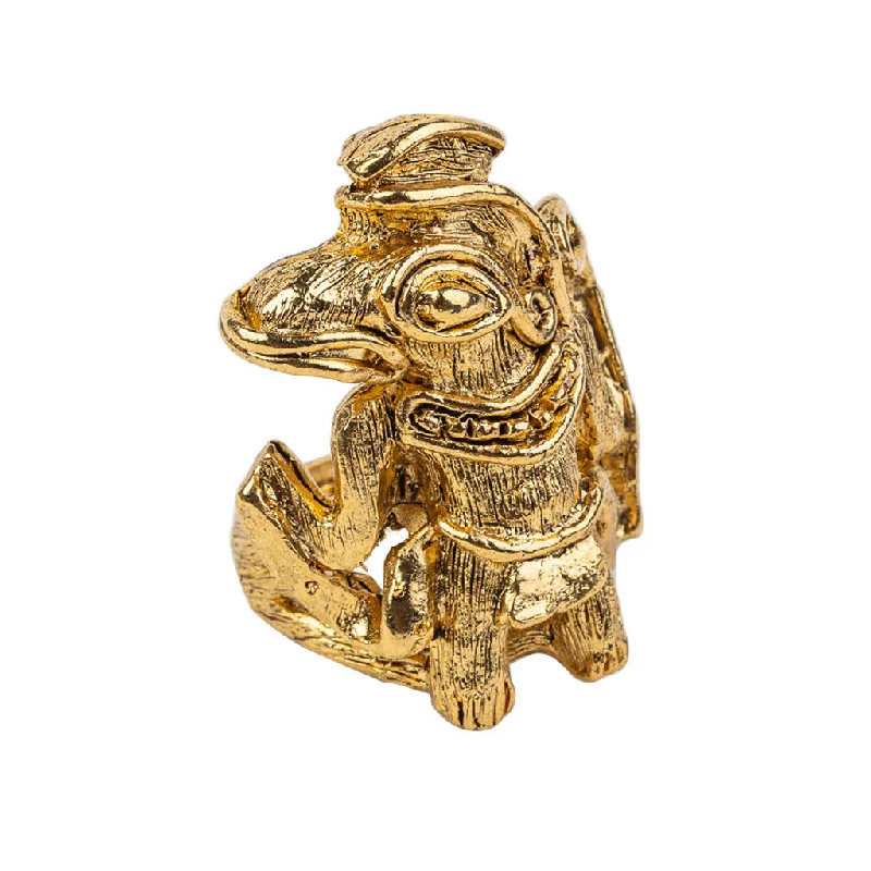 women's ring double band -Antique Gold Mayan Animal Ring