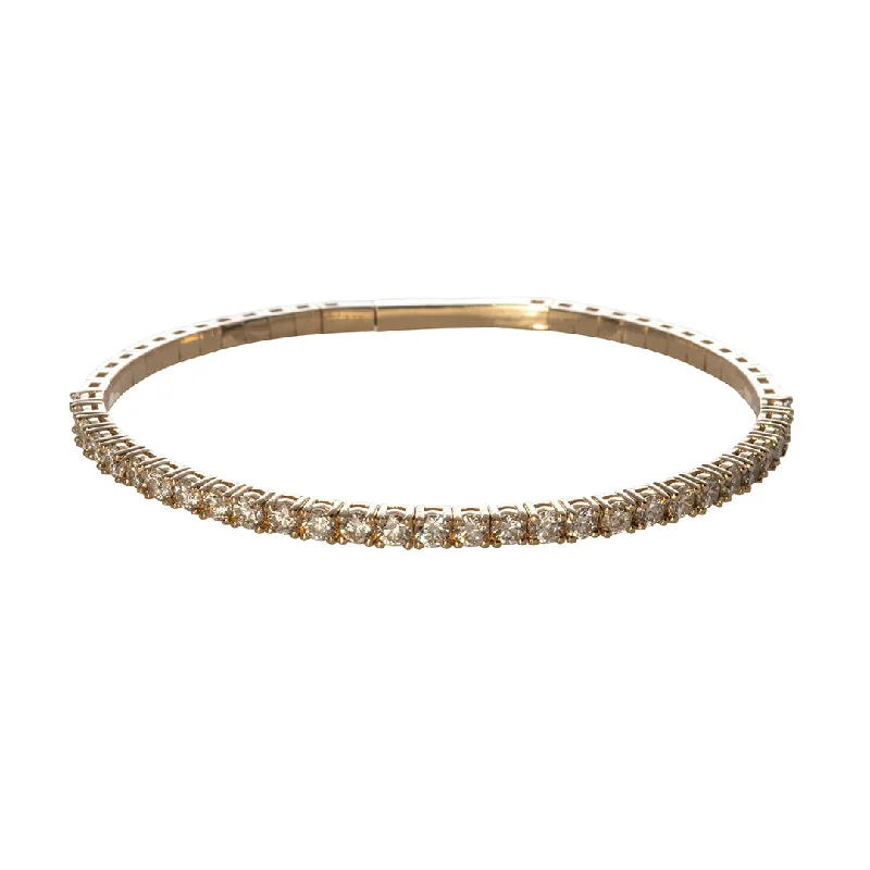 women's bracelets with multi-gemstones -3ctw Diamond 14K Yellow Gold Flexible Tennis Bangle