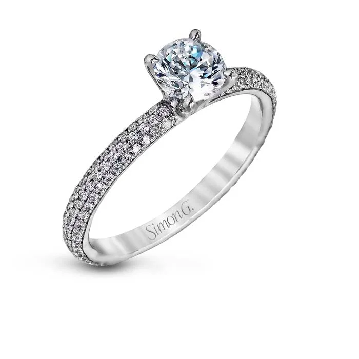 women's engagement rings platinum -Simon G. Pave' Diamond Engagement Ring Semi-Mounting in 18K White Gold