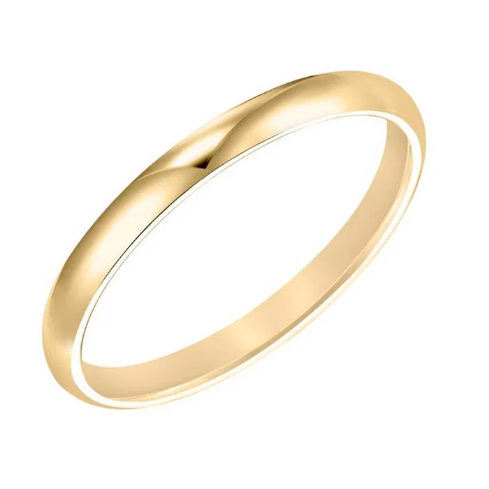 women's engagement rings gold -Goldman 2MM Low Dome Wedding Band in 14K Yellow Gold - Size 6