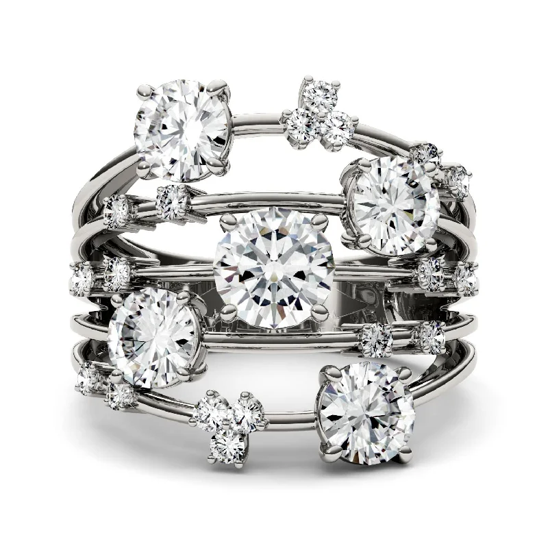 women's ring pear shaped -Charles & Colvard Moissanite Galaxy Statement Ring in White Gold