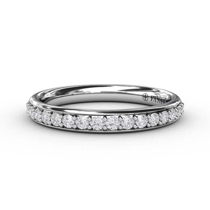 women's engagement rings split shank -Fana Shared Prong Diamond Wedding Band in 14K White Gold