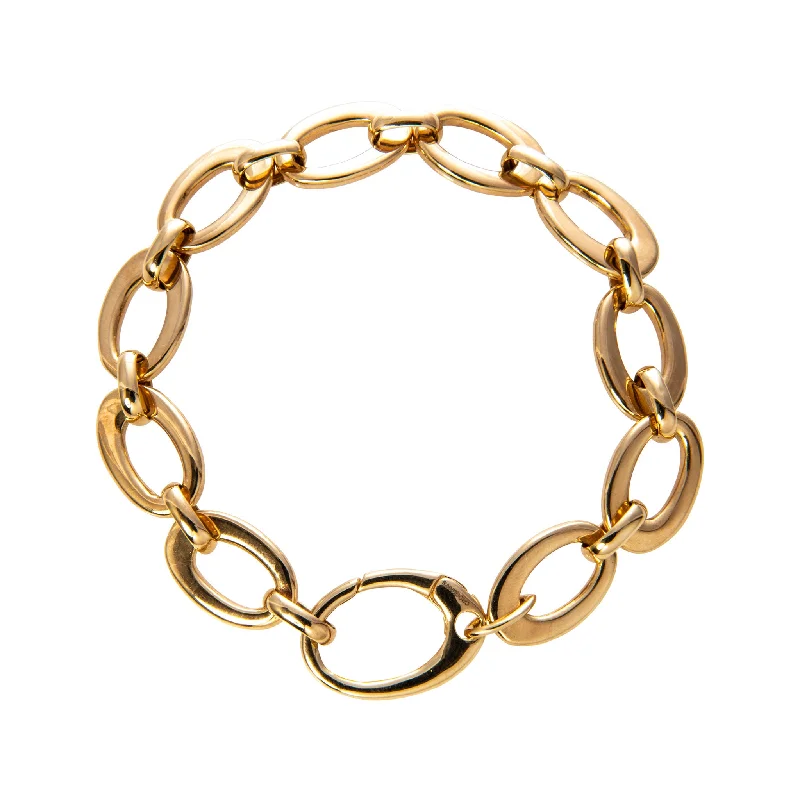 women's bracelets with ruby -14K Yellow Gold Italian Tapered Oval Link Bracelet