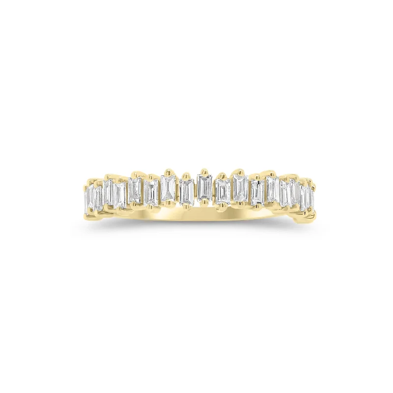 women's ring asymmetrical design -Baguette Diamond Levels Ring