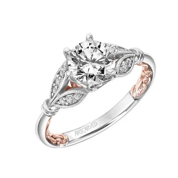 women's engagement rings celestial theme -ArtCarved "Credence" Engagement Ring Semi-Mounting in 14K White Gold and Rose Gold