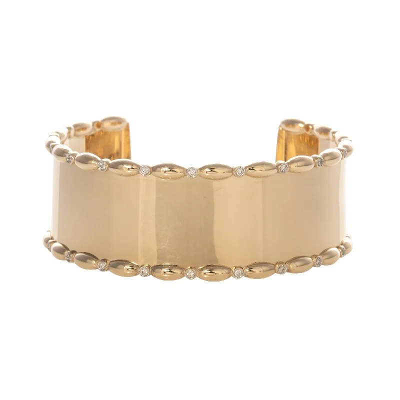 women's bracelets simple elegance -The Mary Collection Diamond Polished Oval Wide Cuff Bracelet