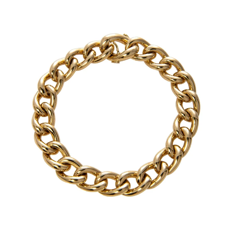 women's bracelets with emerald -18K Yellow Gold Italian Polished Curb Link Bracelet