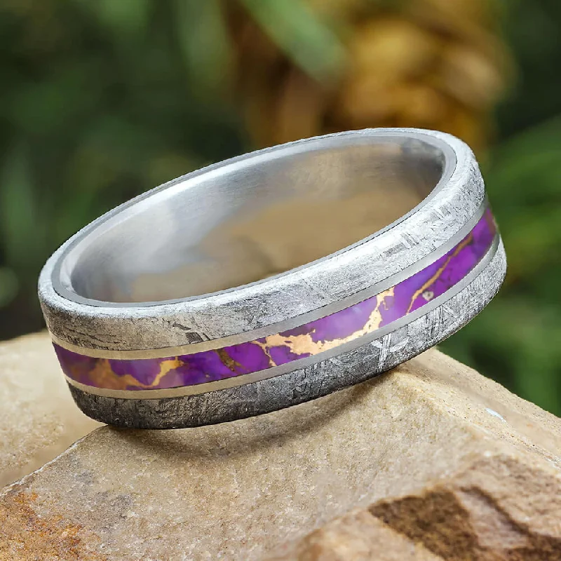 women's ring infinity symbol -Purple Men's Ring With Meteorite Edges