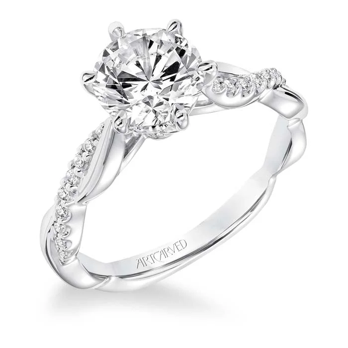 women's engagement rings boho style -ArtCarved "Marnie" Engagement Ring Semi-Mounting in 14K White Gold