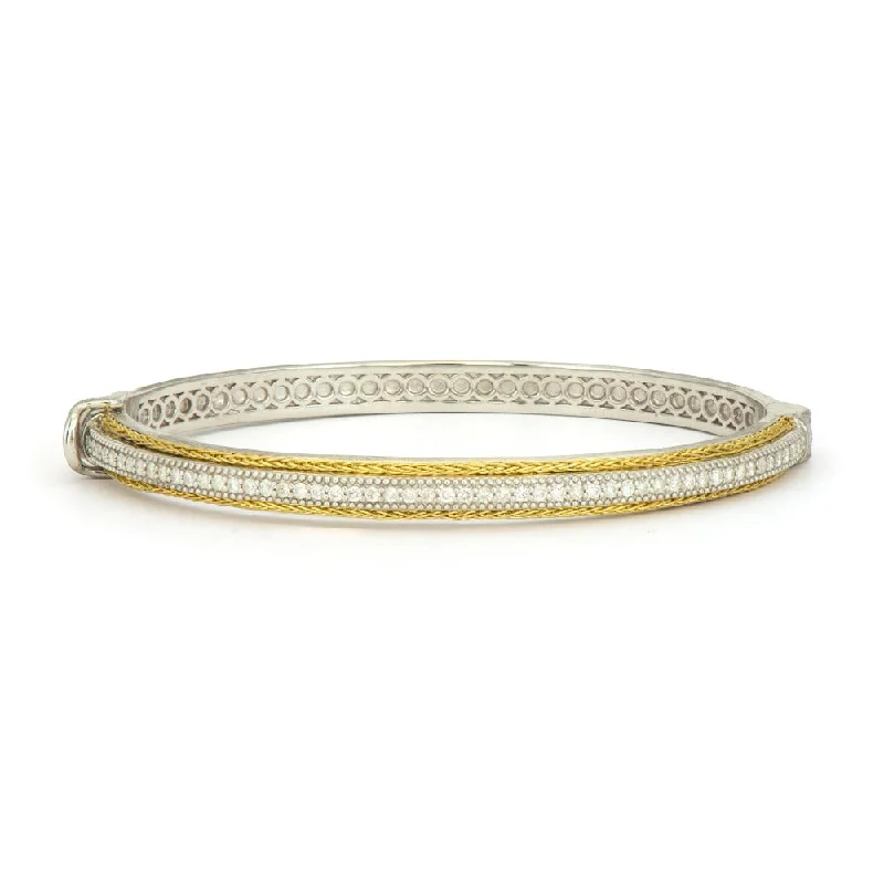 women's bracelets lightweight design -Jude Frances Mixed Metal Pavé Woven Rope Bangle