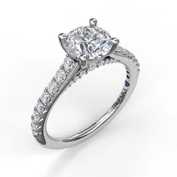 women's engagement rings best seller -Fana .48CTW Raised Shoulder Engagement Ring Semi-Mounting in 14K White Gold