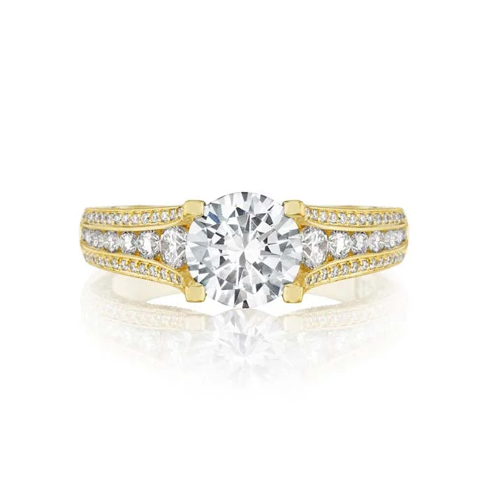 women's engagement rings celestial theme -Tacori Gold .70ctw Classic Crescent Collection Engagement Ring Semi-Mounting in 18K Yellow Gold