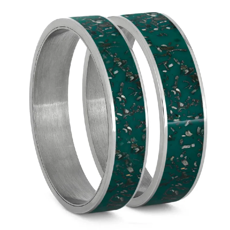 women's ring engagement -Green Stardust Inlay Components for Modular Rings