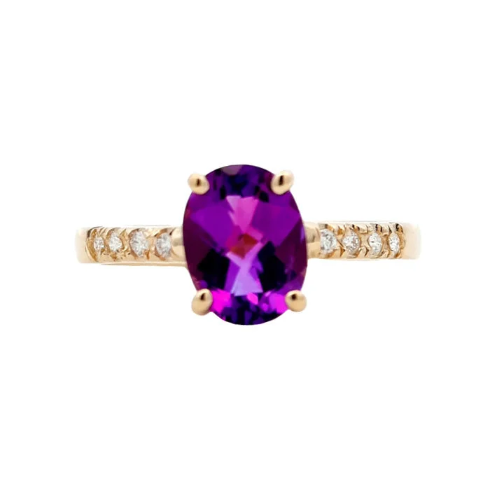 women's engagement rings luxury fashion -Mountz Collection Amethyst and Diamond Ring in 14K Yellow Gold