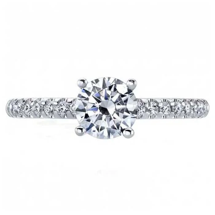 women's engagement rings special edition -Mountz Collection Diamond Mircro "U" Prong Engagement Ring Semi-Mounting for 1CT Round in 14K White Gold