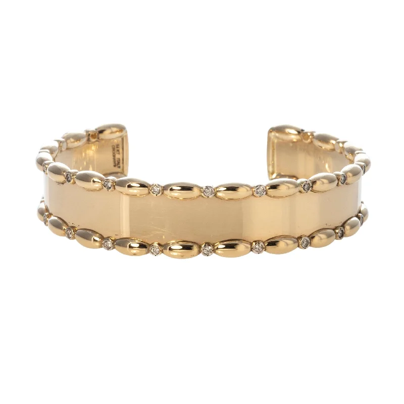 women's bracelets with charms -The Mary Collection Diamond Polished Oval Cuff Bracelet