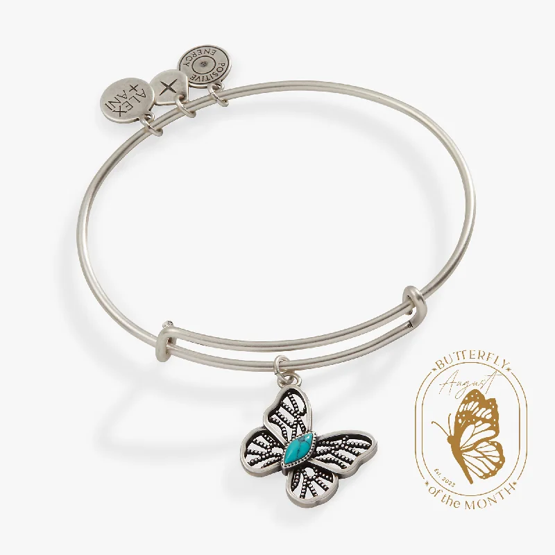 women's bracelets twisted design -Turquoise Filigree Butterfly Charm Bangle