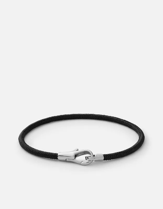 women's bracelets thin band -Knox Rope Bracelet, Sterling Silver/Black