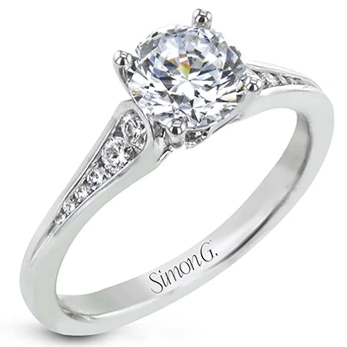 women's engagement rings marquise cut -Simon G. Tapered Shoulder Engagement Ring Semi-Mounting in 18K White Gold