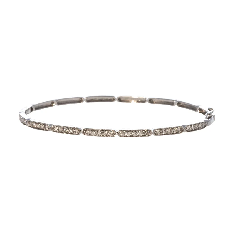 women's bracelets chain and bead mix -.70ctw Diamond Pavé Milgrain 14K White Gold Bangle