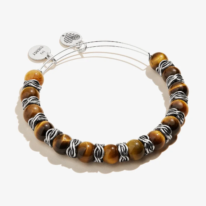 women's bracelets for formal occasions -Tiger's Eye Beaded Bangle