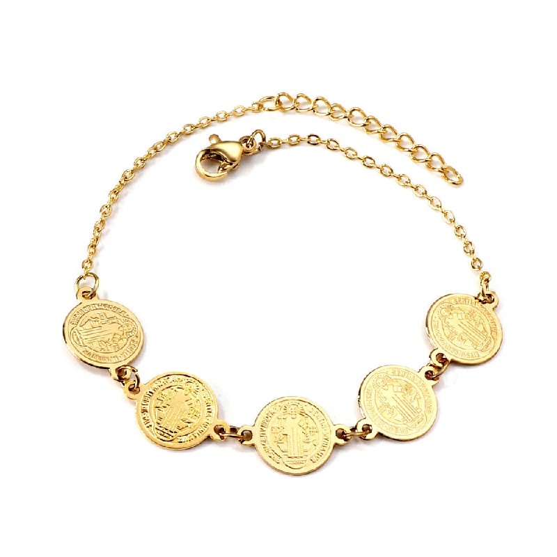 Gold 5 Circles Portrait Bracelet