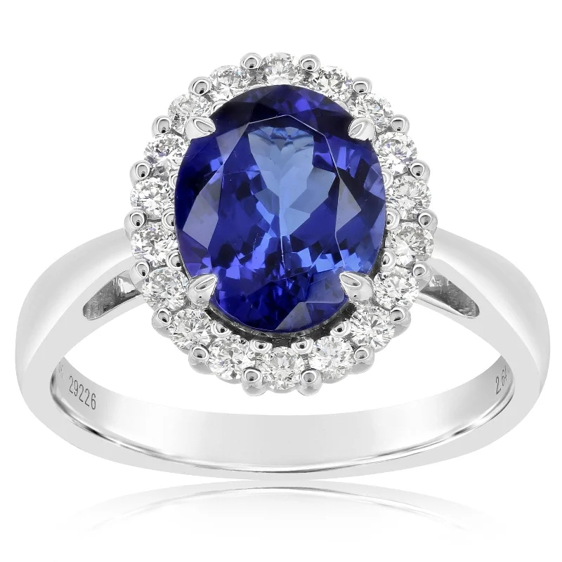 women's engagement rings sleek and modern -Tanzanite & Diamond Ring