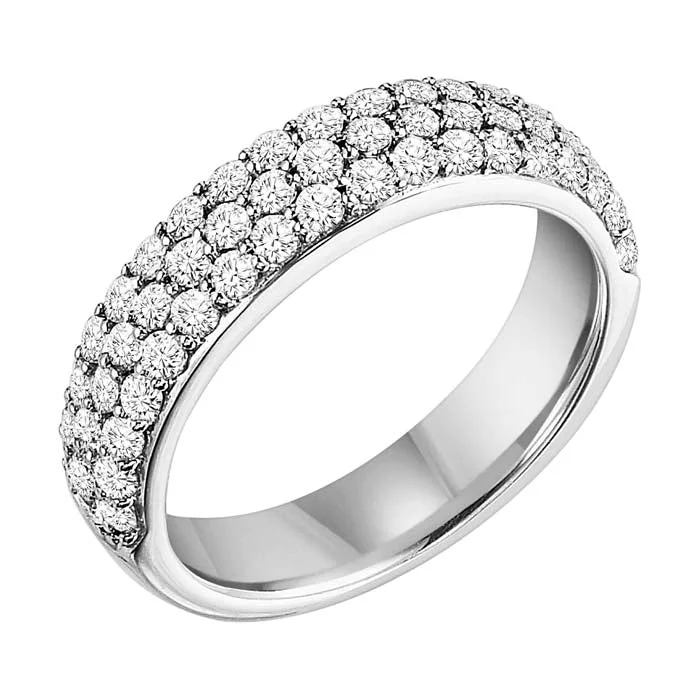 women's engagement rings dainty look -ArtCarved "Sofia" Three-Row Wedding Band in 14K White Gold