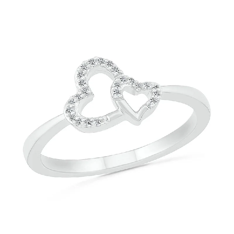 women's ring moon and stars -Intertwined Hearts Promise Ring With Diamonds