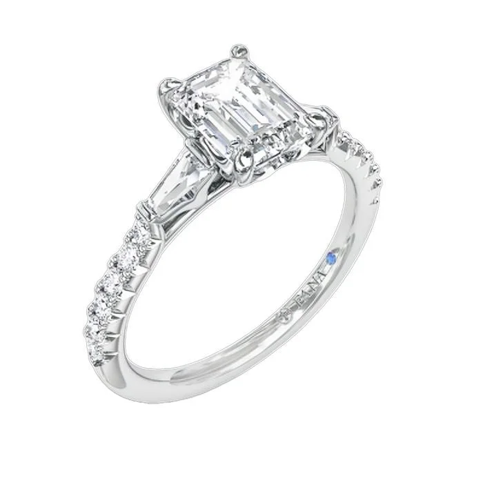 women's engagement rings solitaire -Fana .38CTW Emerald Cut Engagement Ring Semi-Mounting in 14K White Gold