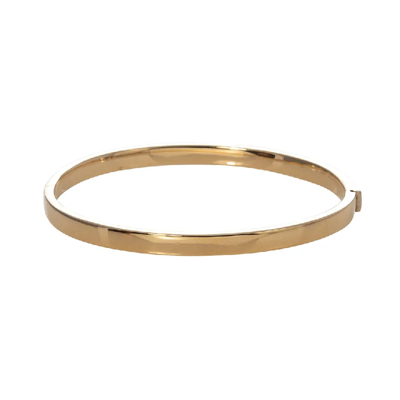 women's bracelets with name engraving -14K Yellow Gold Polished Flat 5mm Bangle