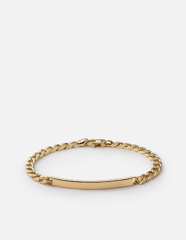 women's bracelets gold -4mm ID Chain Bracelet, Gold Vermeil