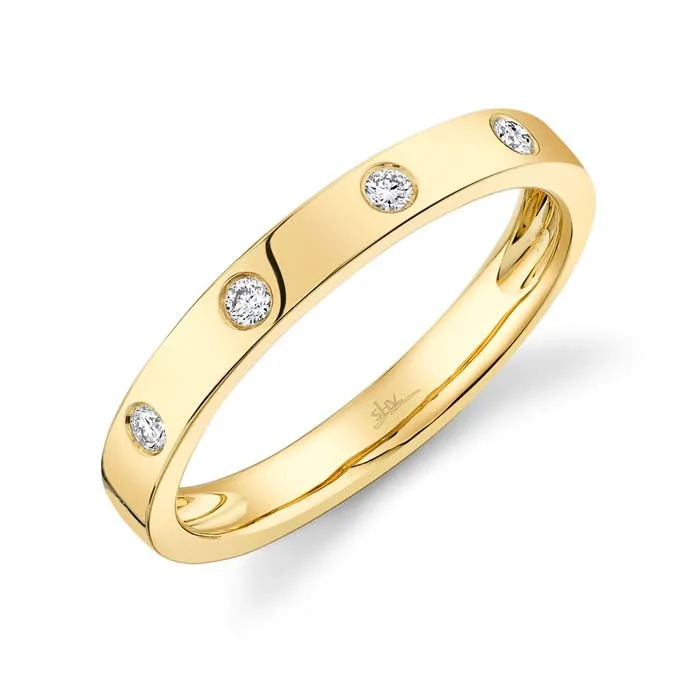 women's engagement rings split shank -Shy Creation Flush Set Diamond Ring in 14K Yellow Gold