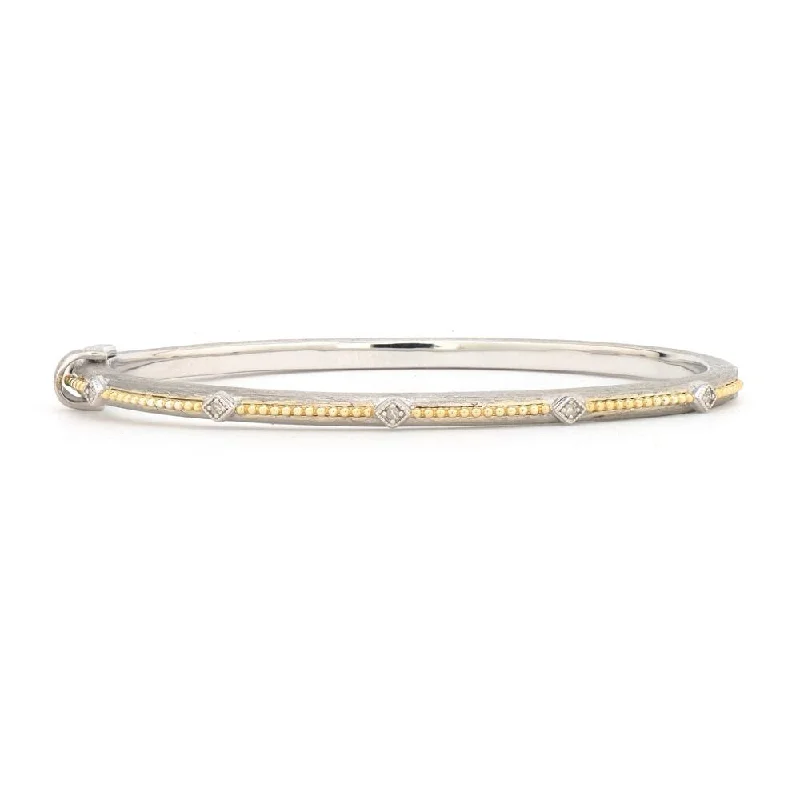 women's bracelets stackable -Jude Frances Mixed Metal Beaded Kite Diamond Bangle