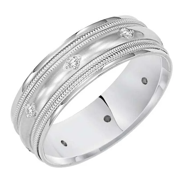 women's engagement rings classic elegance -Goldman 1/8CTW Wedding Band in 14K White Gold