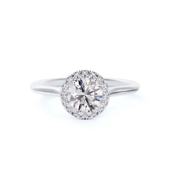 women's engagement rings with hidden gem -De Beers Forevermark Center of My Universe Diamond Halo Engagement Ring in Platinum