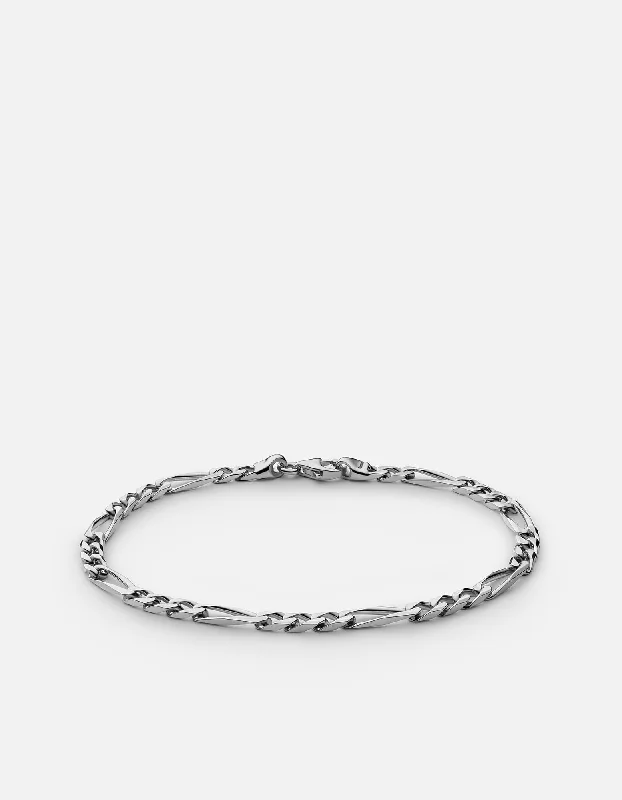 women's bracelets charm -3mm Figaro Chain Bracelet, Sterling Silver