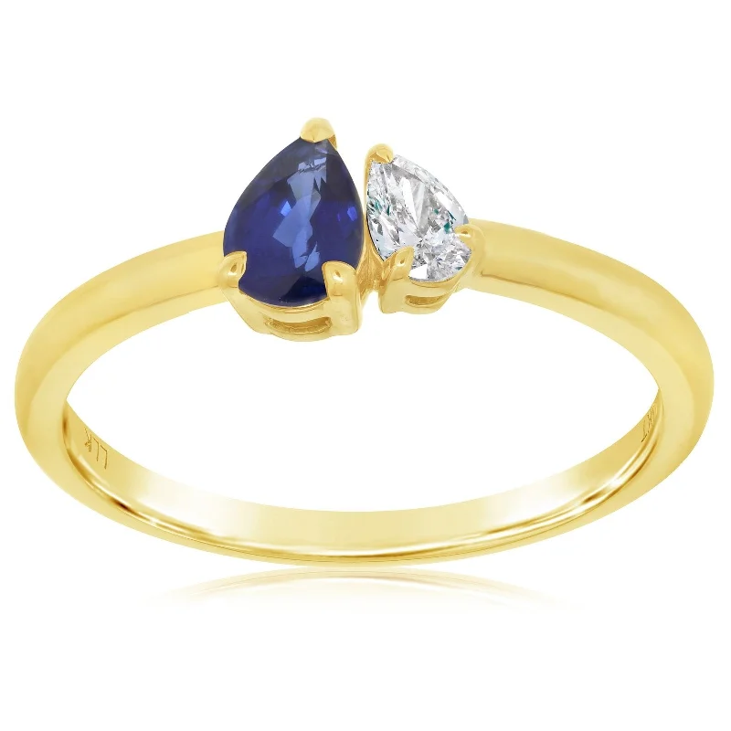 women's engagement rings moon and stars -Pear Shape Sapphire & Diamond Ring