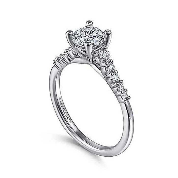 women's engagement rings with mixed metals -Gabriel & Co. "Reed" Round Diamond Engagement Ring Semi-Mounting in 14K White Gold