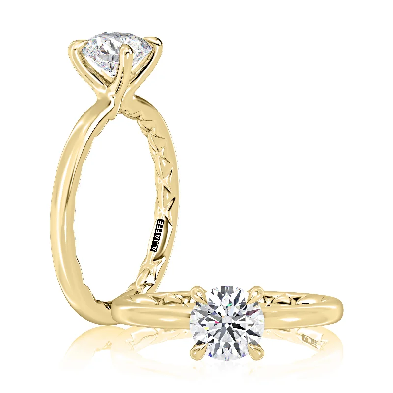 women's engagement rings unique design -A. Jaffe 1CT Solitaire Engagement Ring Semi-Mounting in 14K Yellow Gold