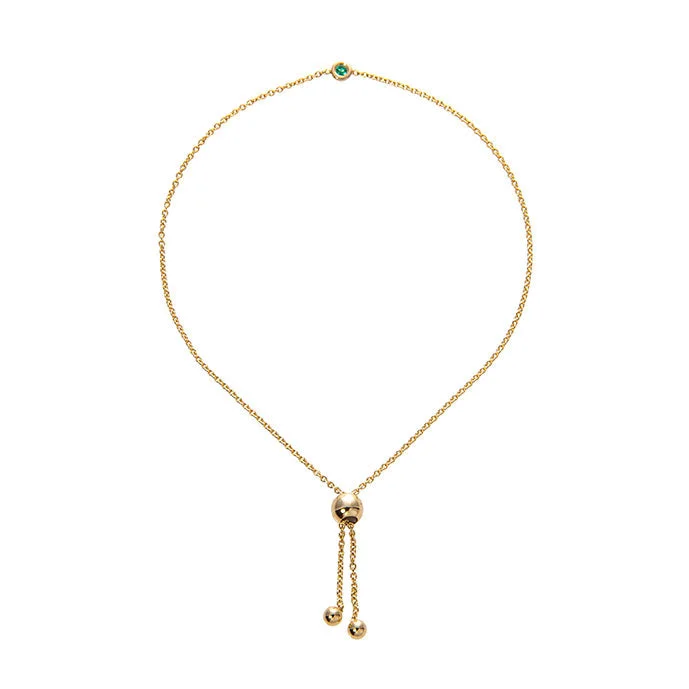 women's bracelets for wife -Emerald Bezel 14K Yellow Gold Bolo Bracelet