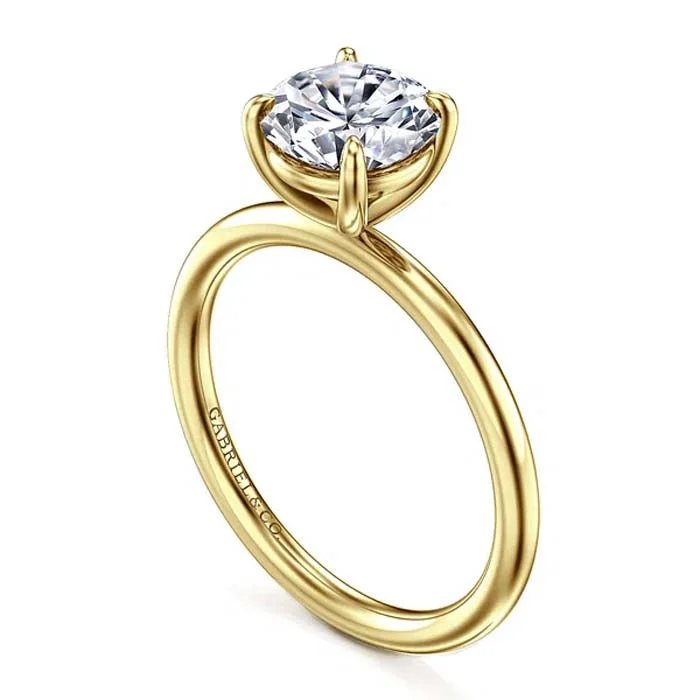 women's engagement rings white gold -Gabriel & Co. "Tiana" Round Solitaire Engagement Ring Mounting in 14K Yellow Gold