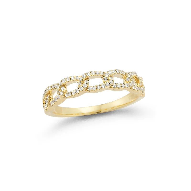 women's ring pear shaped -Diamond Cuban Link Ring