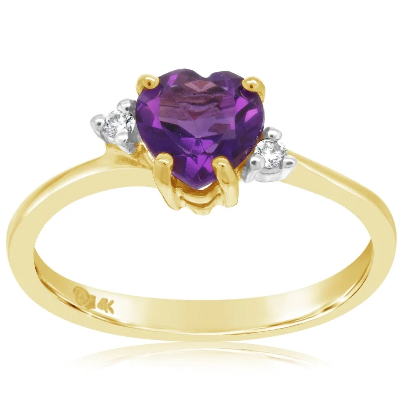 women's engagement rings infinity symbol -Heart Shape Amethyst & Diamond Ring