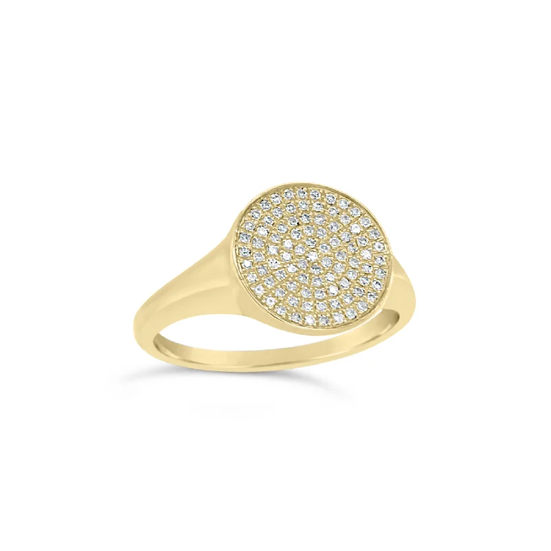 women's ring heart shaped diamond -Diamond Disc Ring